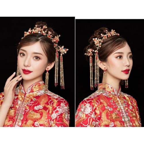 Chinese wedding brides headdress traditional ancient empress princess cosplay hair accessories